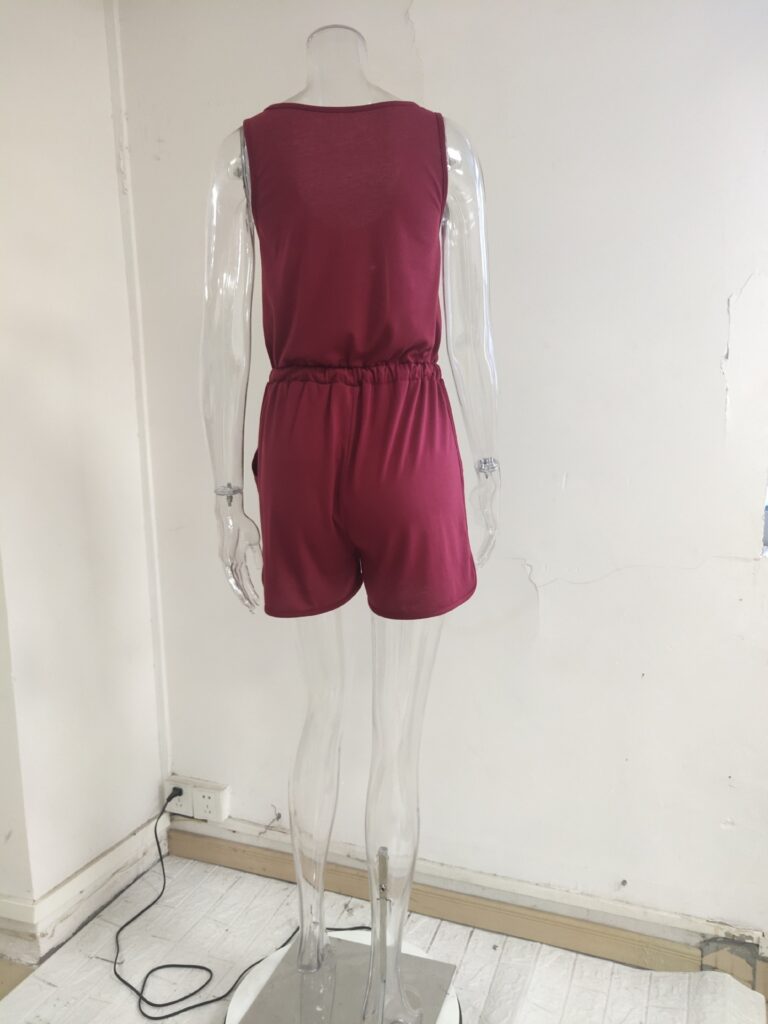 Sleeveless Jumpsuit Waist-Cinching Lace-Up