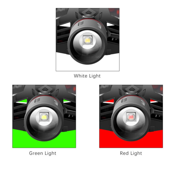 T6 white light green light red light zoom headlight - Image 9