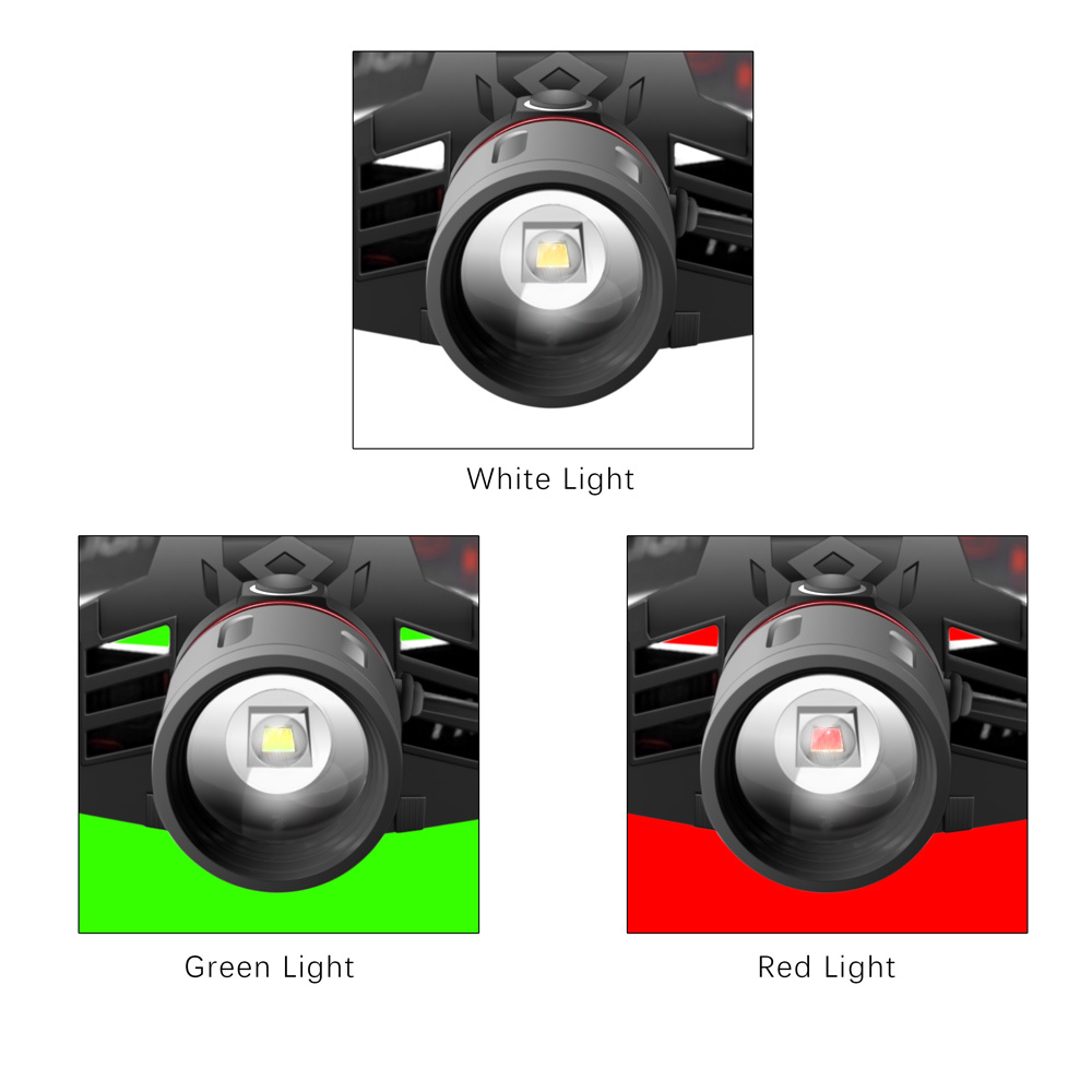 T6 white light green light red light zoom headlight - Image 9