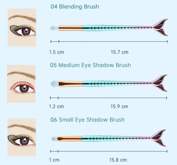 11pcs Makeup Brushes Kit Maquiagem Maquillaje New Mermaid Foundation Eyebrow Eyeliner Cosmetic Makeup Brushes - Image 11