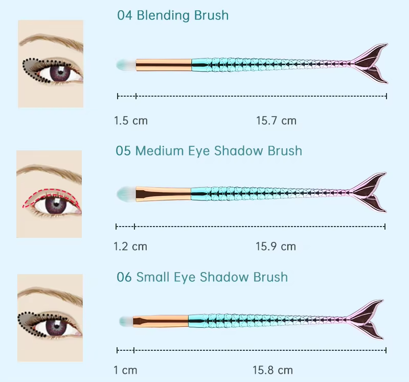 11pcs Makeup Brushes Kit Maquiagem Maquillaje New Mermaid Foundation Eyebrow Eyeliner Cosmetic Makeup Brushes - Image 11