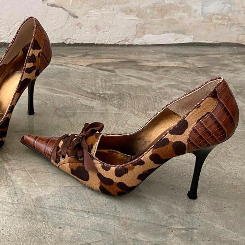 Pointed-toe Stiletto Heel Lace-up Womens Heels