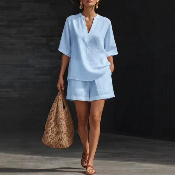 New Stylish Elegant Loose-Fit V-Neck Two-Piece Set - Image 2