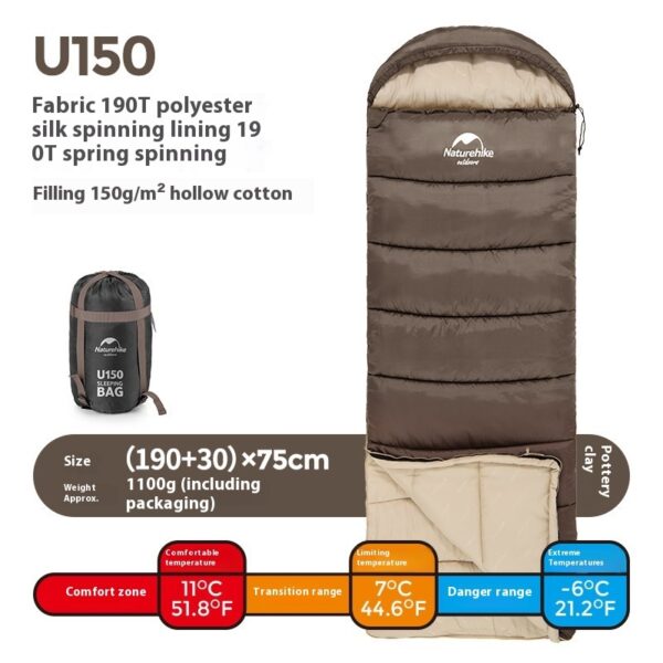 Naturehike Series Envelope Hooded Sleeping Bag Outdoor Camping Autumn And Winter Cold-proof Double - Image 9