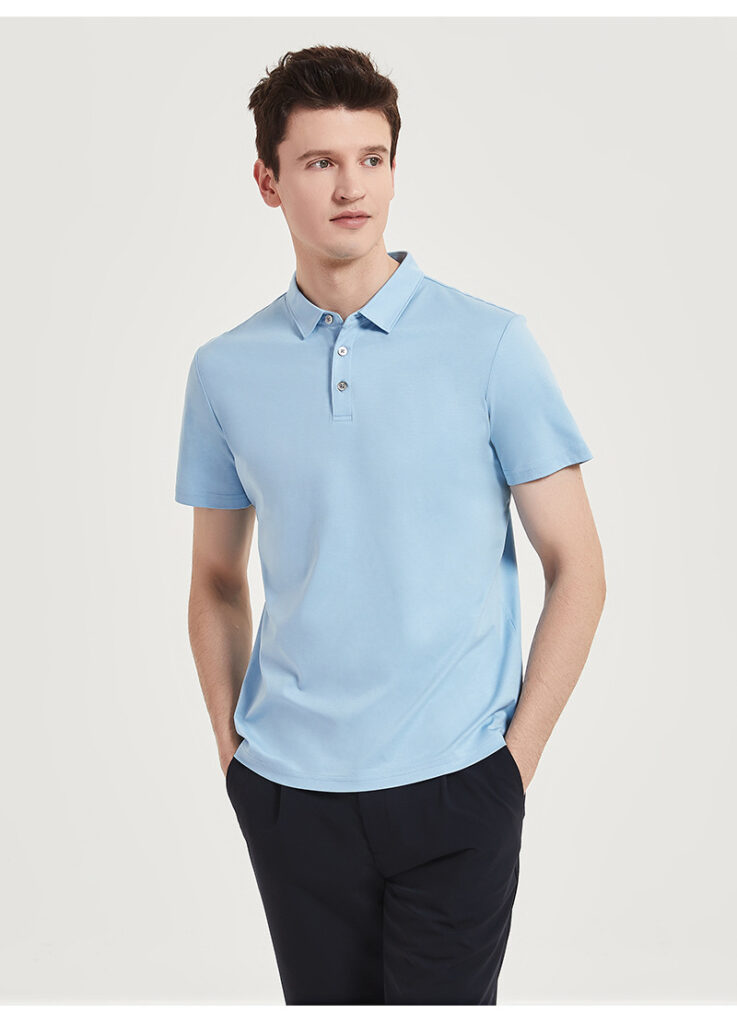 High-end 120-count Double-sided Mercerized Cotton Mens Short-sleeve Polo Shirt