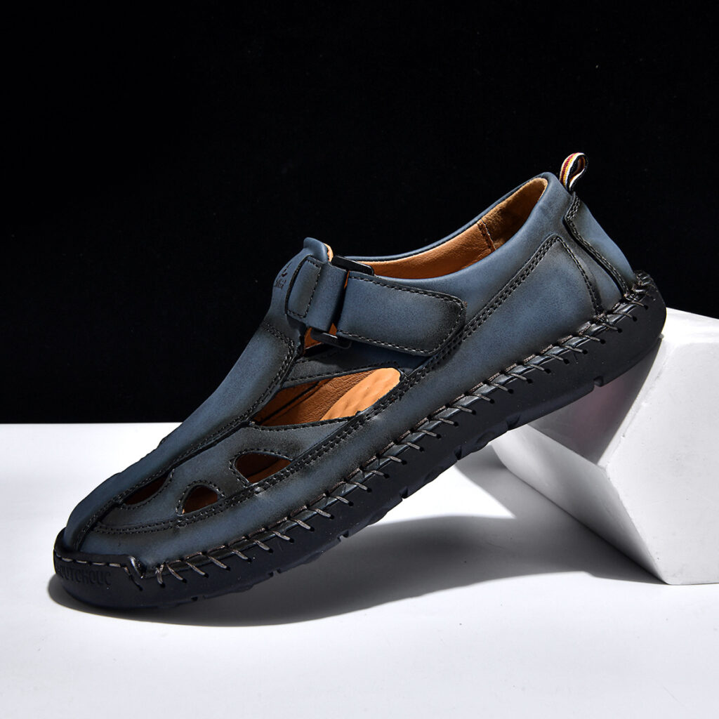 Breathable Hand-Sewn Mens Closed-Toe Sandals