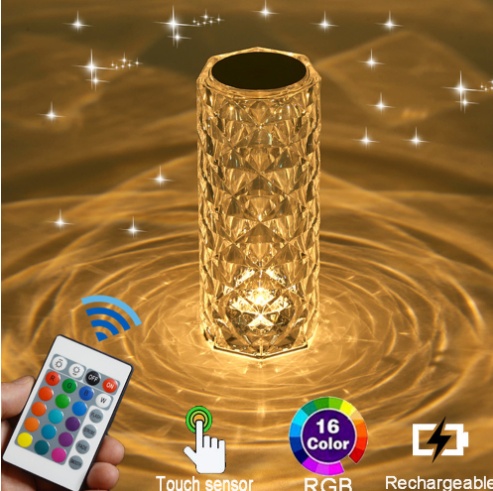 Creative Crystal Diamond Table Lamp Rechargeable Acrylic Bedroom Bedside - Image 14