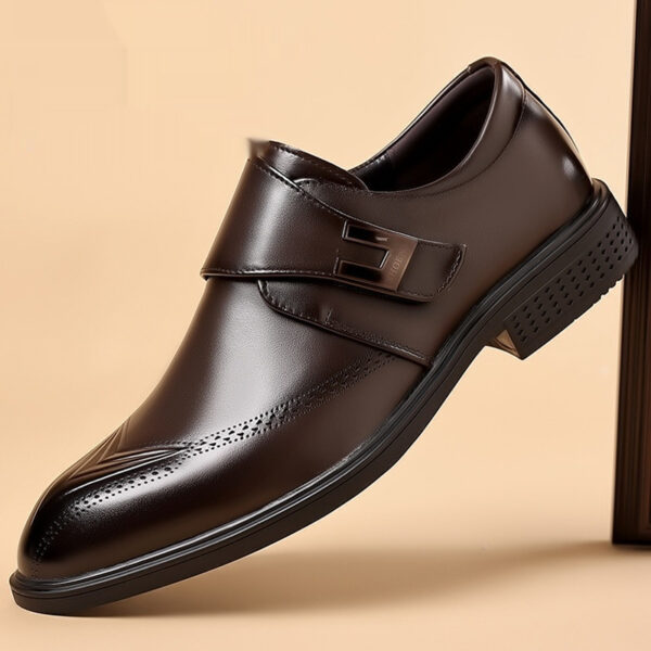 Mens Leather Shoes Made From Full-Grain Cowhide With A Pipe-Shaped Toe - Image 4