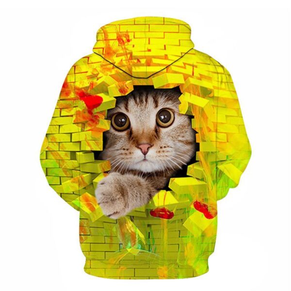 Couples Hoodie With 3D Digital Cat Print - Image 17