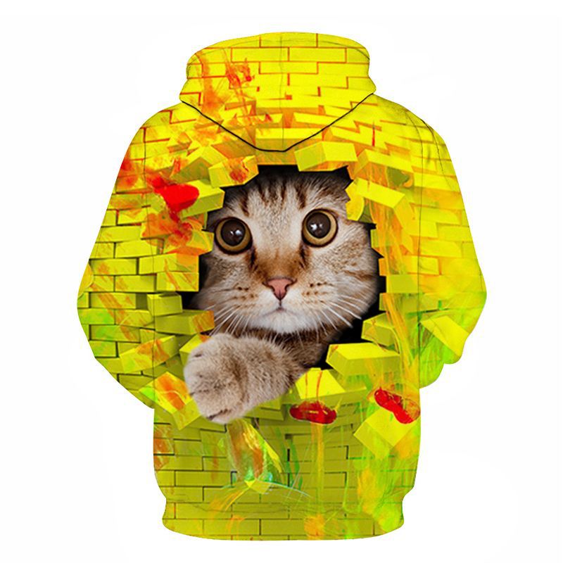 Couples Hoodie With 3D Digital Cat Print - Image 17