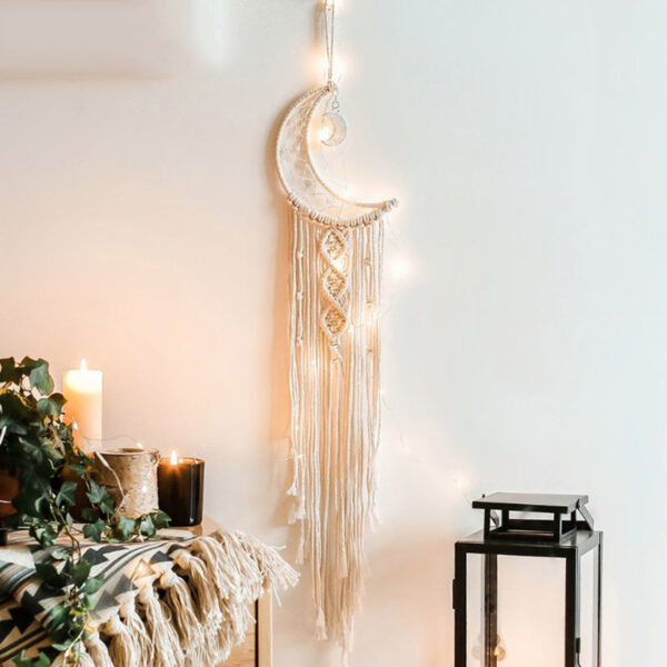Woven Tapestry Star Moon Decoration Dreamcatcher Hanging Lamp Bedroom Wall Hanging - Image 11