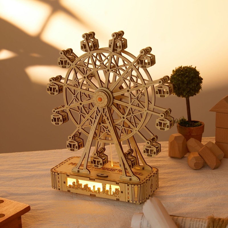 DIY Wooden 3D Puzzle - Irregular Shaped Ferris Wheel Model - Image 1
