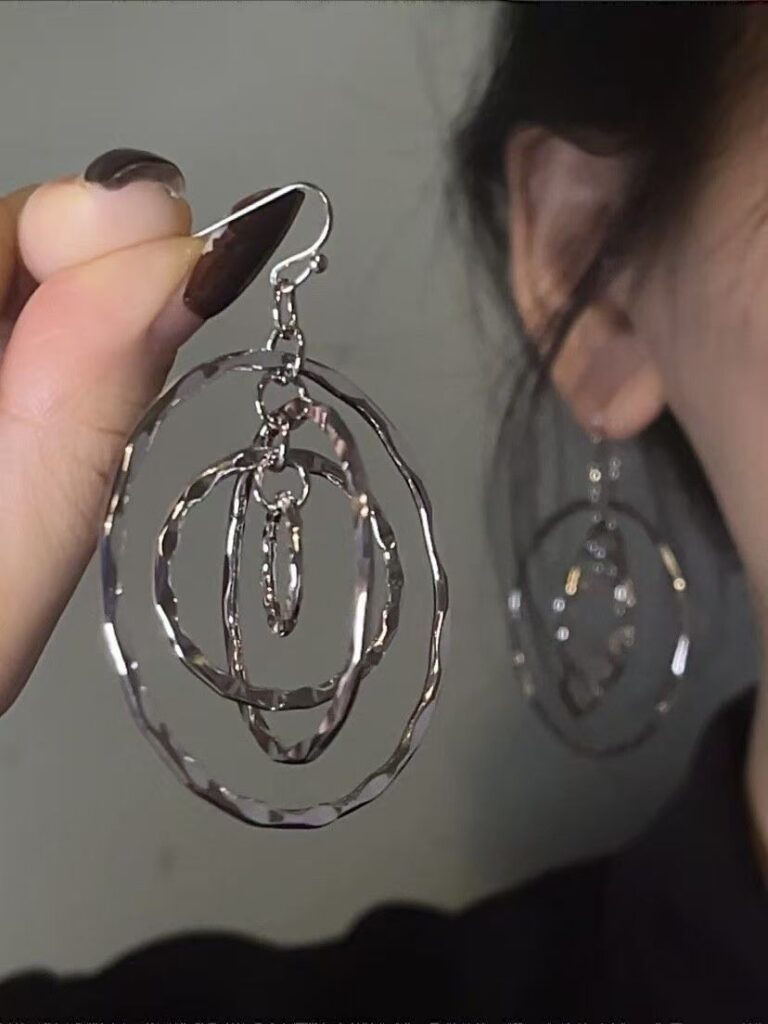 1 Pair Layered Hammered Dangle Earrings For Women, Bohemian Boho Vintage Style, Durable Drop Earrings With Exquisite Details, Elegant For Daily & Formal Occasions, All Year Wear, Perfect Gift Vacation