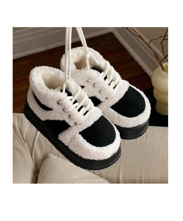 Korean-style Color-Block Lambswool Casual Sneakers AutumnWinter Cotton Boots - Image 8