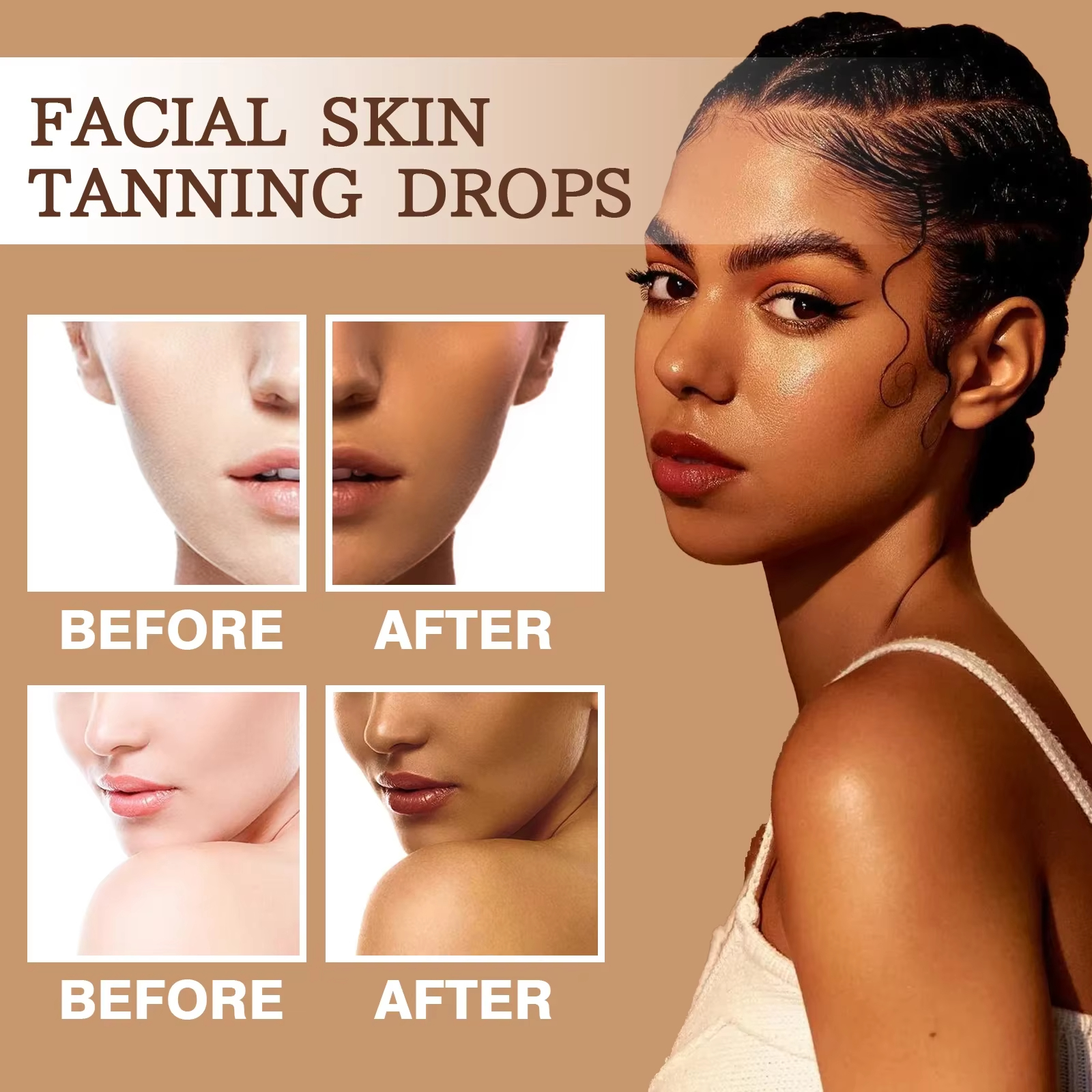 Tanning Face Serum Face Body Tanning Bed Outdoor Fine Line Repair Skin Serum Dark Bronzer Self Tanning Serum Drops - Image 10