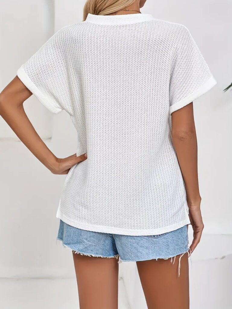Women's Fashion Waffle-Weave Button-Up Top