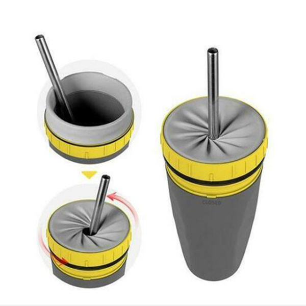 No Cover Twist Cup Travel Portable Cup Double Insulation Tumbler Straw Sippy Water Bottles Portable For Children Adults - Image 2