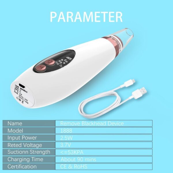 Blackhead Pore Vacuum Cleaner Nose Cleanser Blackheads Remover Blackhead Acne Removal Button Face Suction Beauty Skin Care Tool - Image 9