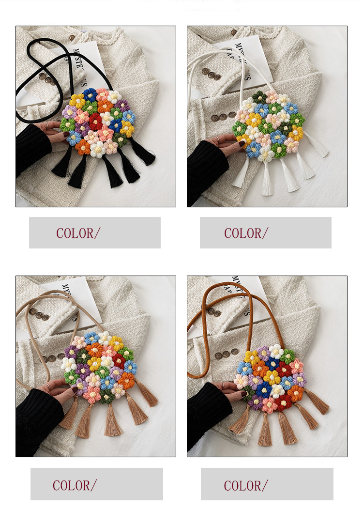 Ethnic Fluffy Bag For Women, Fashion Trend, Floral Small Round Bag, Stylish And Versatile, Can Be Worn On One Shoulder Or Cross-body - Image 27