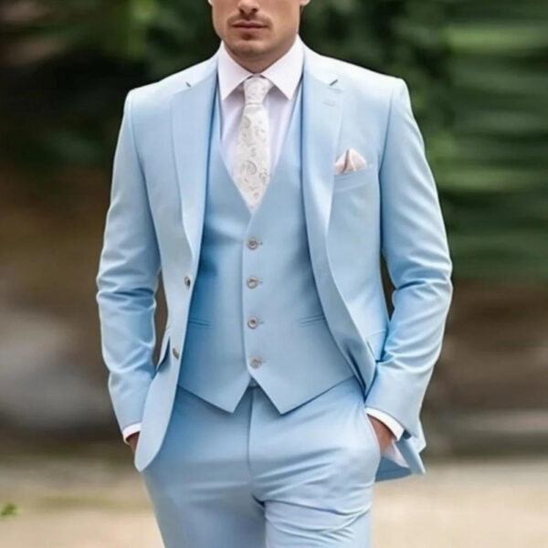 Mens Three-Piece Solid-Color High-End Stylish Suit With A Sophisticated Vibe - Image 31