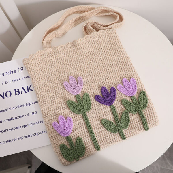 Tulip Handwoven Handheld Material Bag - Image 5