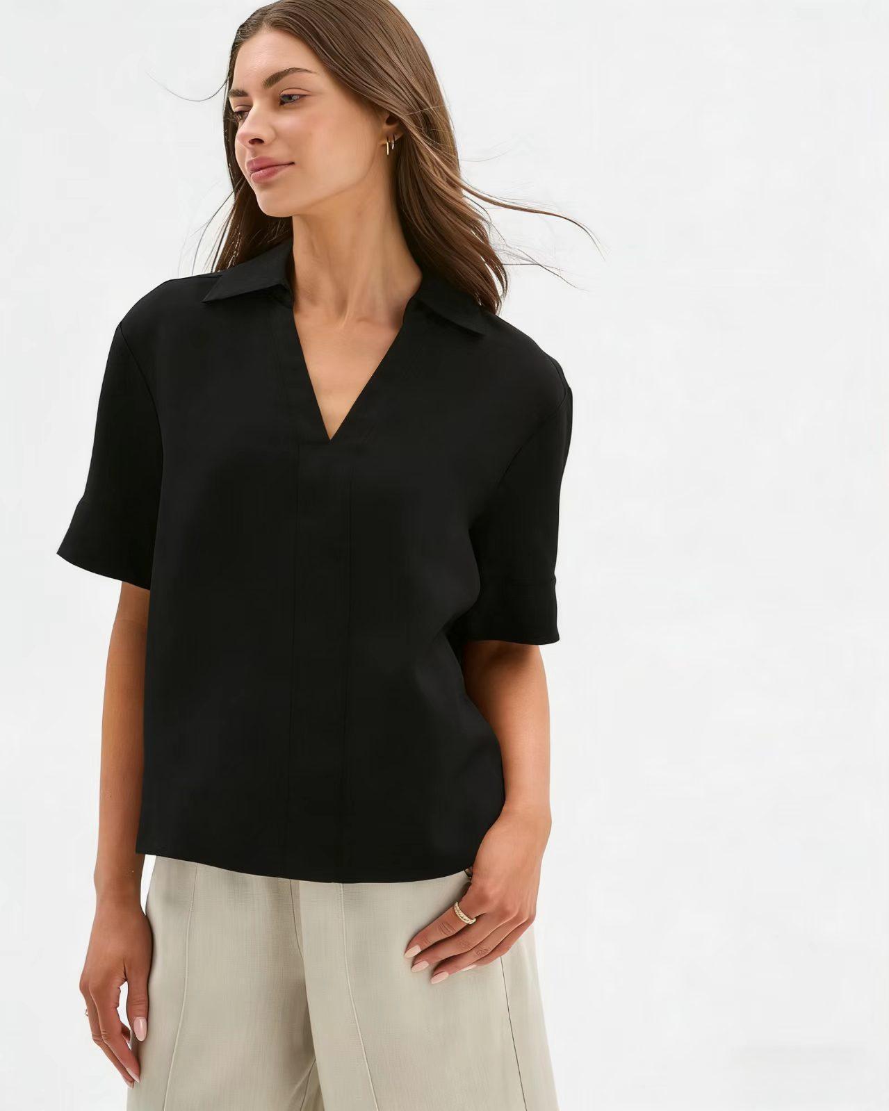 Summer Thin Figure-flattering Casual Faux Linen Top - Image 5