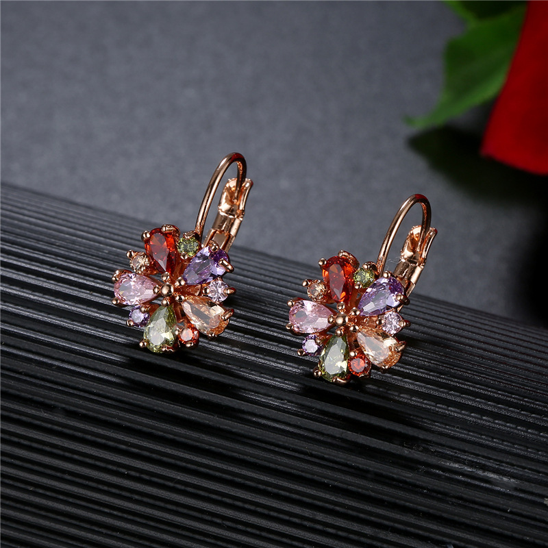 Colorful Zircon Ear Clips In Rose Gold - Image 8