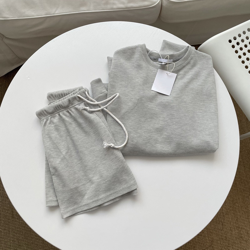 Knitted Long-sleeve Top And Shorts Pullover Vintage Set With Pockets - Image 6