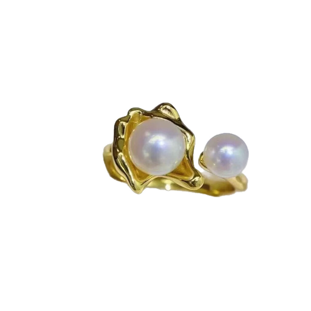 Double-pearl Natural Freshwater Pearl Ring For Women