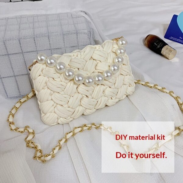 DIY Craft Kit Yarn, Crochet Hook, And Fabric Strips For Making A ShoulderCrossbody Bag - Image 2