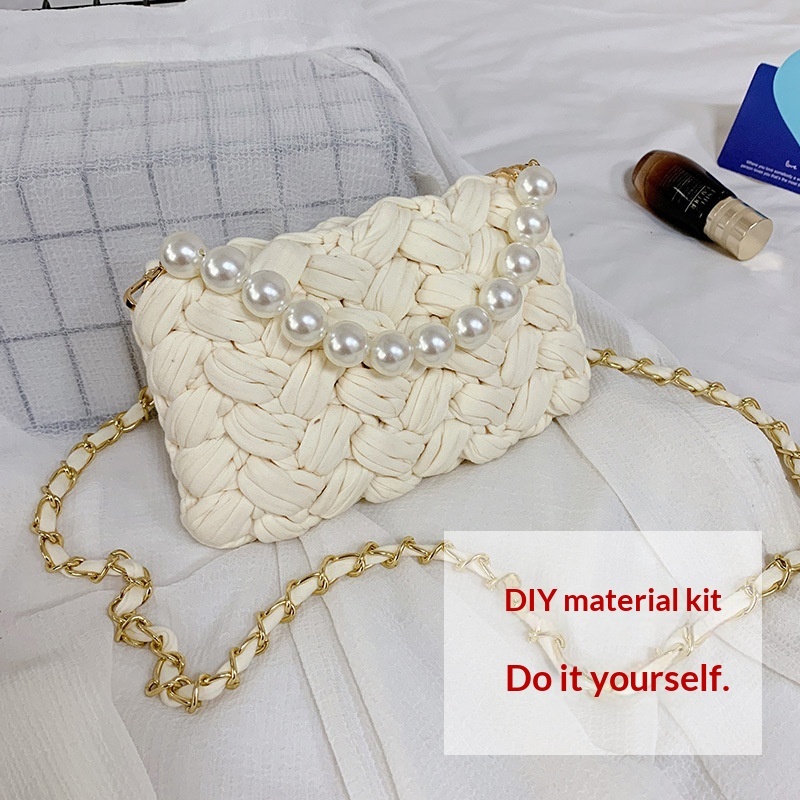 DIY Craft Kit Yarn, Crochet Hook, And Fabric Strips For Making A ShoulderCrossbody Bag - Image 2