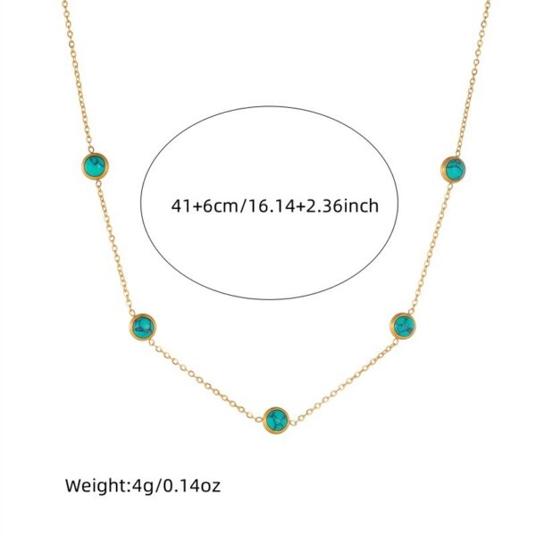 Retro All-Match Blue Turquoise Stainless Steel Jewelry Set - Image 4