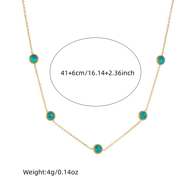 Retro All-Match Blue Turquoise Stainless Steel Jewelry Set - Image 4