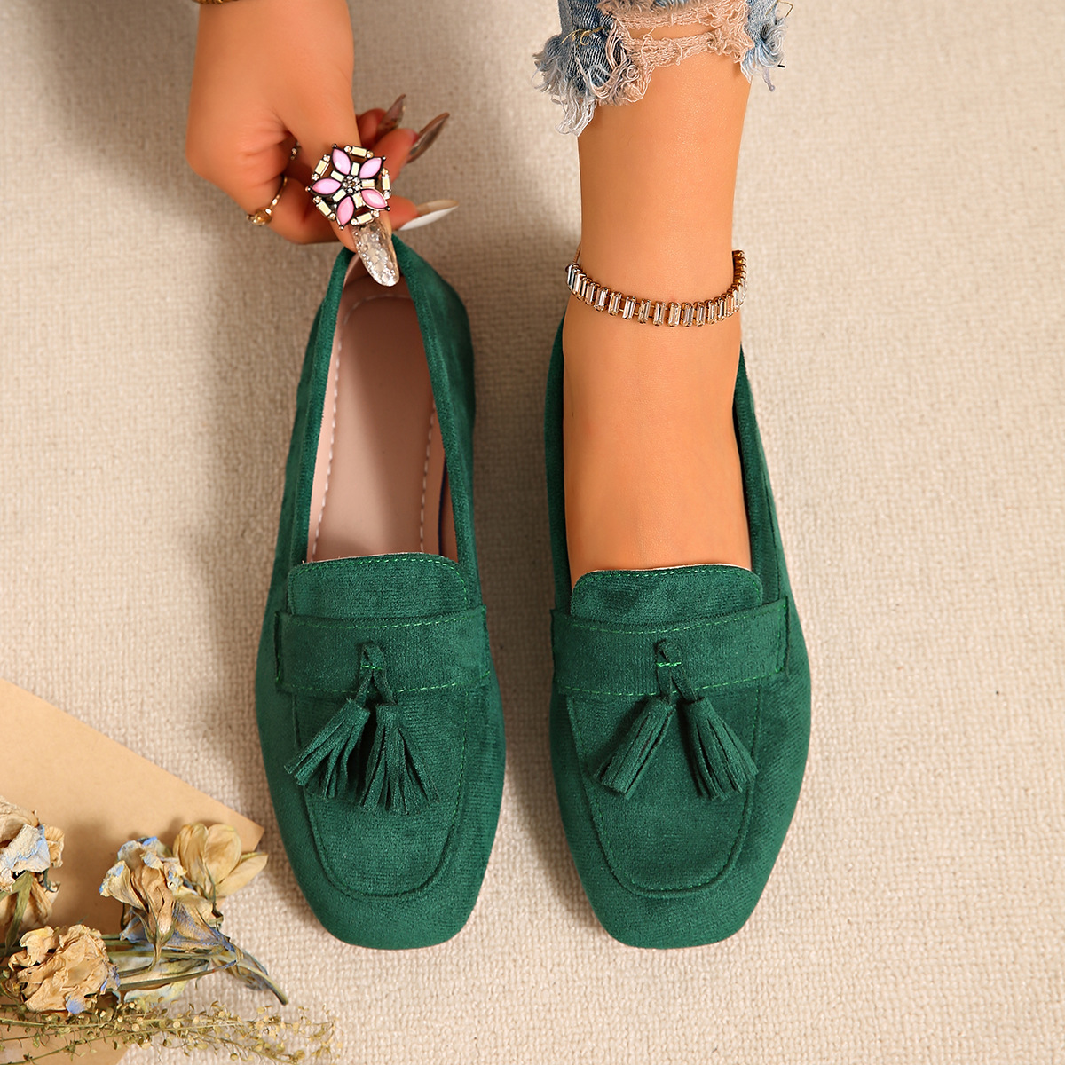 SpringAutumn Square Toe Slip On Casual Loafer Shoes - Image 22