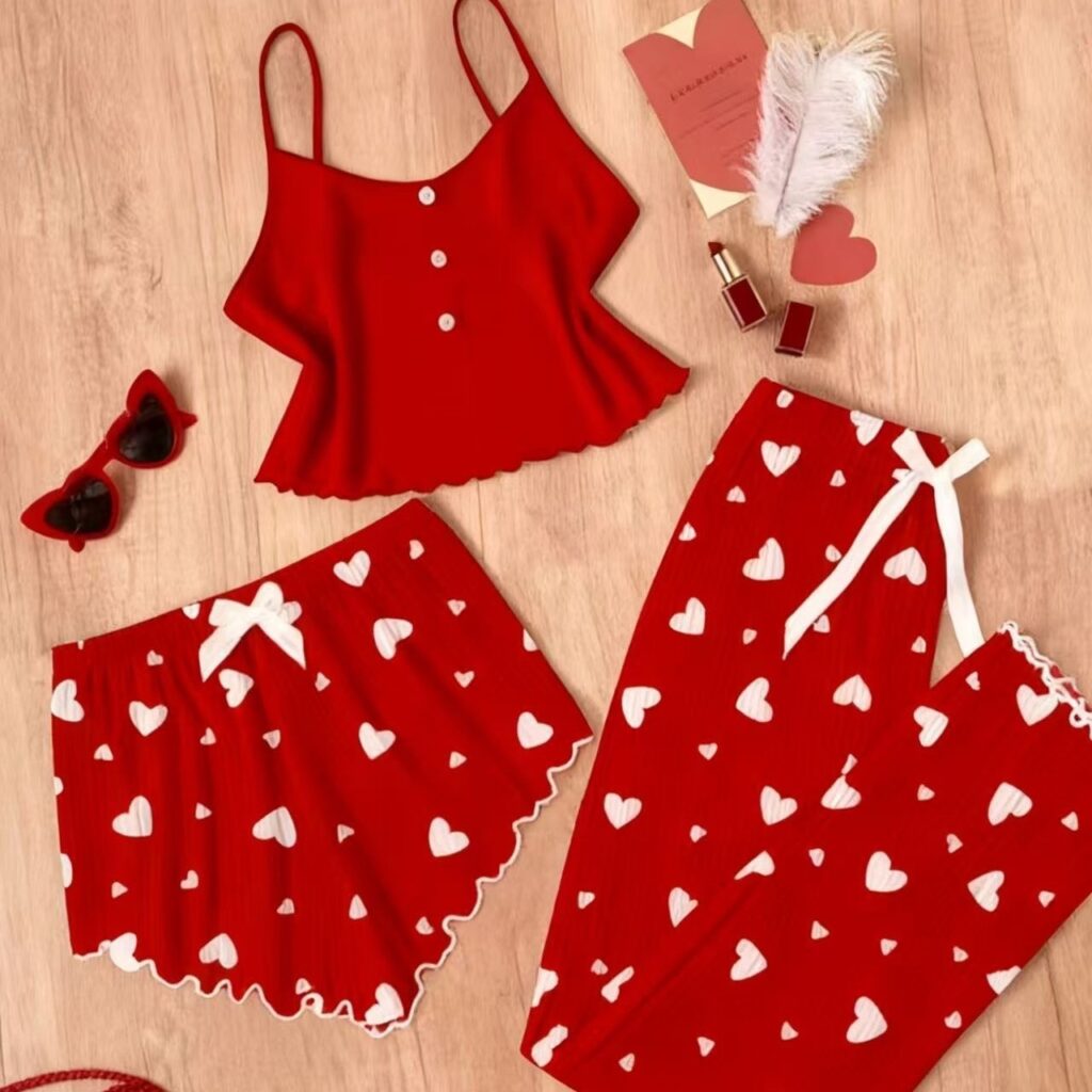 Women's Homewear Pajama Lingerie Three-Piece Set