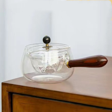 Semi-automatic Rotary Heat-resistant Glass Teapot Lazy Tea Making With Infuser And Wooden Handle Office Home Accessories Kitchen Gadgets - Image 22