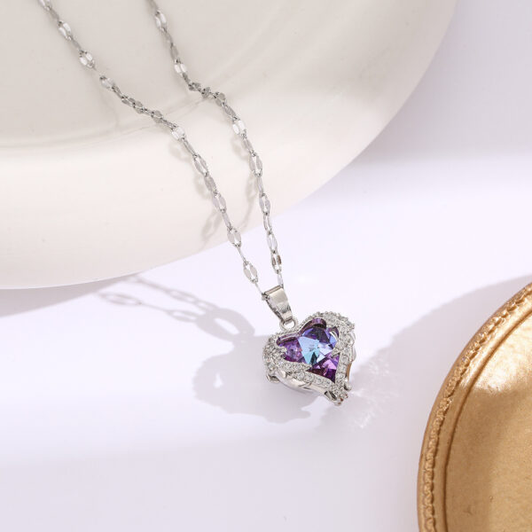 Ocean Heart Colorful Water-Gold Pendant Necklace For Women High-End Style - Image 3