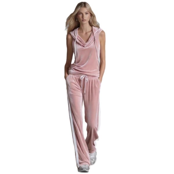 Velvet Womens Fashion Wide-Leg Pants Sports Suit - Image 8