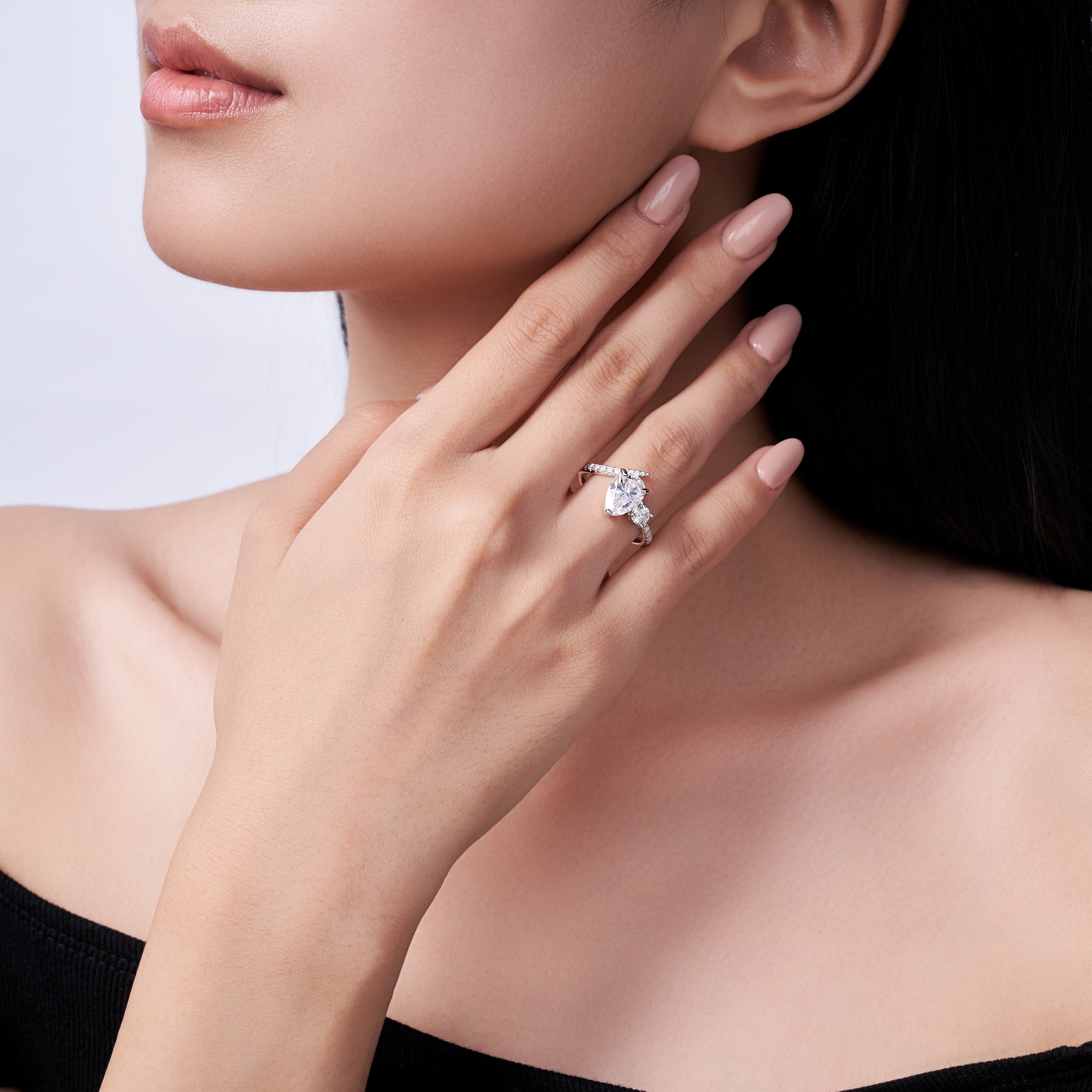 Engraved With Top-quality Moissanite, This Luxurious And Fashionable Minimalist Jewelry Set Features Exquisite Silver Accessories For Ladies. Made Of S925 Silver With Electroplated Platinum. - Image 5