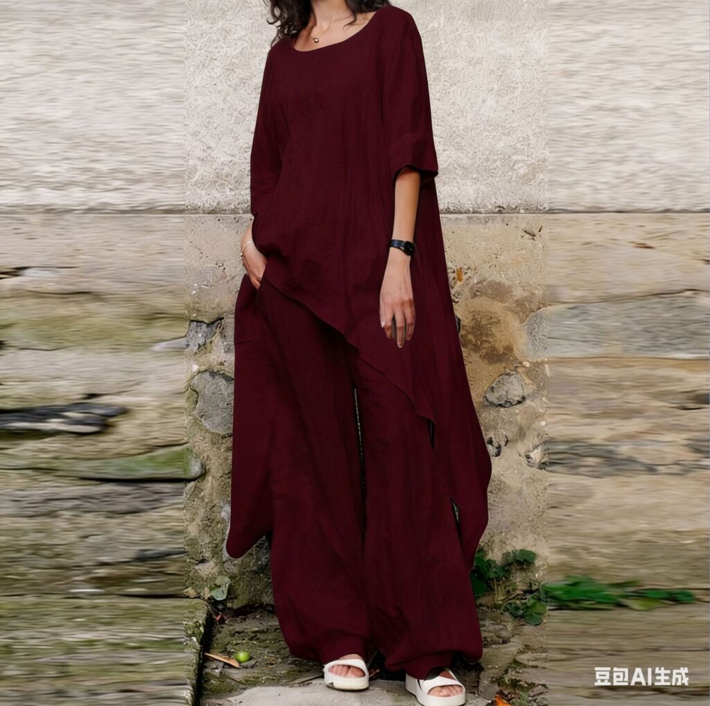 Loose Solid Color Womens Set Irregular Two-Piece Set For Women
