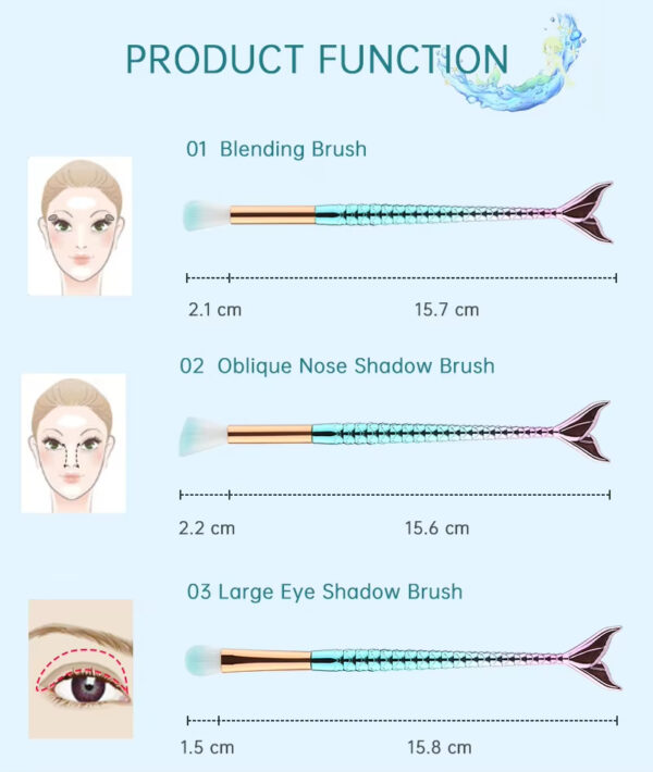 11pcs Makeup Brushes Kit Maquiagem Maquillaje New Mermaid Foundation Eyebrow Eyeliner Cosmetic Makeup Brushes - Image 12