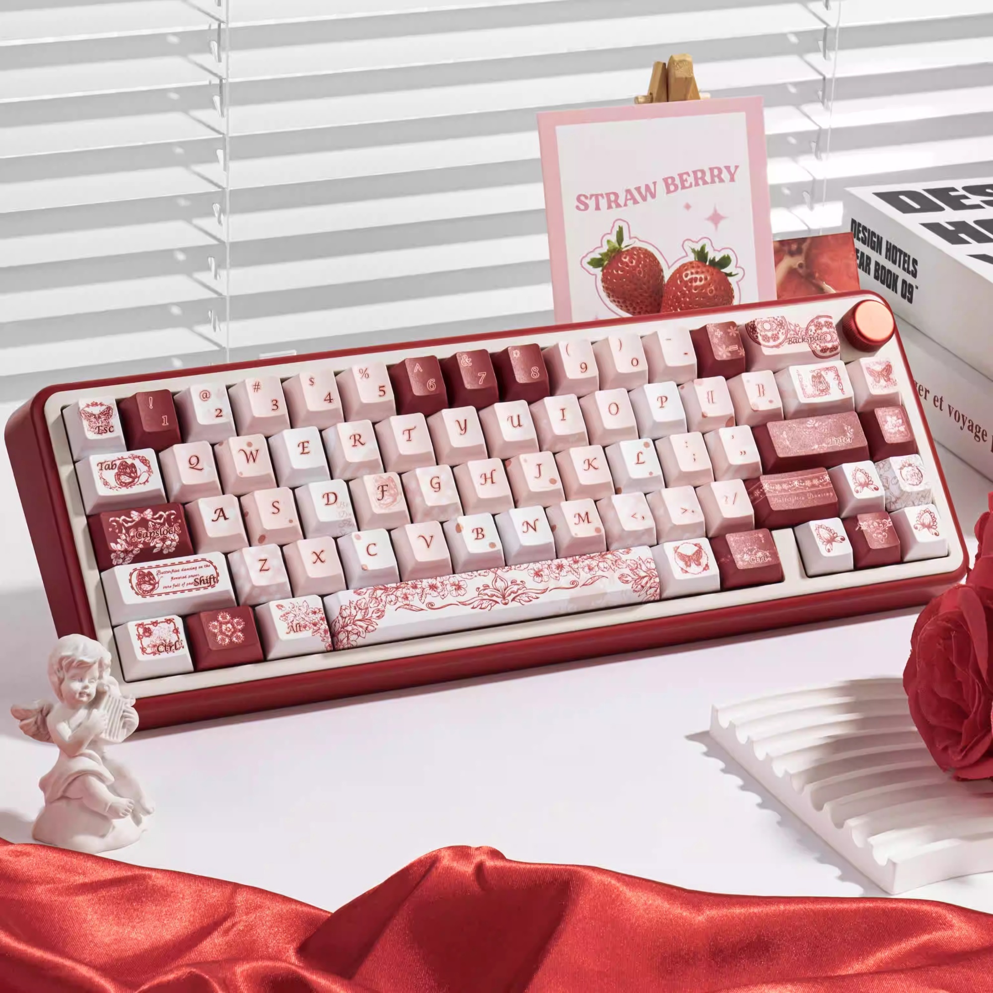Butterfly Flower Note Original PBT Five-sided Dye-sublimation Mechanical Keyboard Keycaps - Image 2