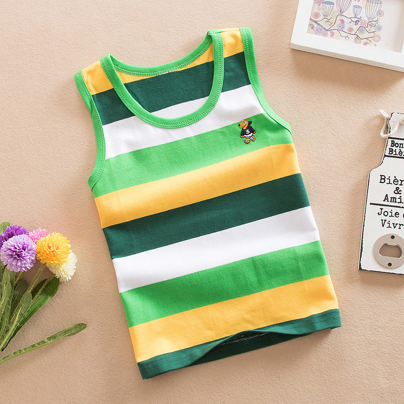 Breathable Cotton Striped Sleeveless Kids Vest - Image 1