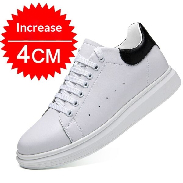 Korean-style Casual Invisible-heeled White Sneakers For Men Autumn Season - Image 5