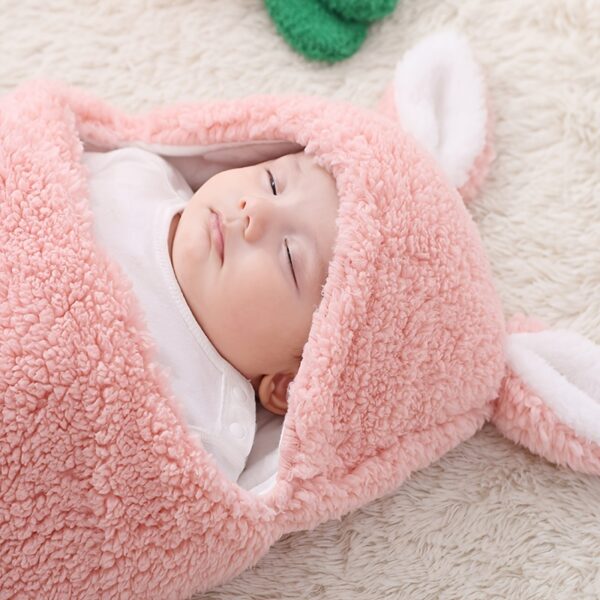 Super Soft Baby Sleeping Bag Fluffy Fleece Newborn Blanket Swaddle Blankets, Unisex Baby Wrap For Newborn Baby Boys Girls With Head-Protecting & Head-Supporting Function, Wearable Swaddle Sleep Sack - Image 2