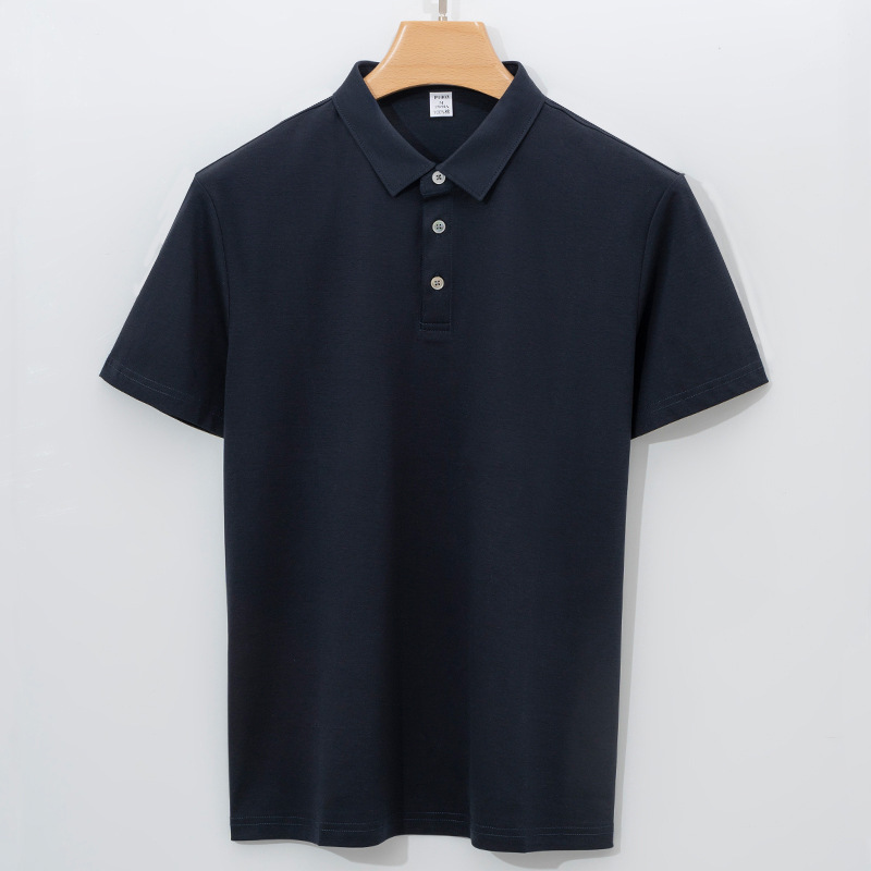 High-end 120-count Double-sided Mercerized Cotton Mens Short-sleeve Polo Shirt - Image 53