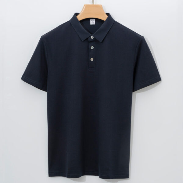 High-end 120-count Double-sided Mercerized Cotton Mens Short-sleeve Polo Shirt - Image 3