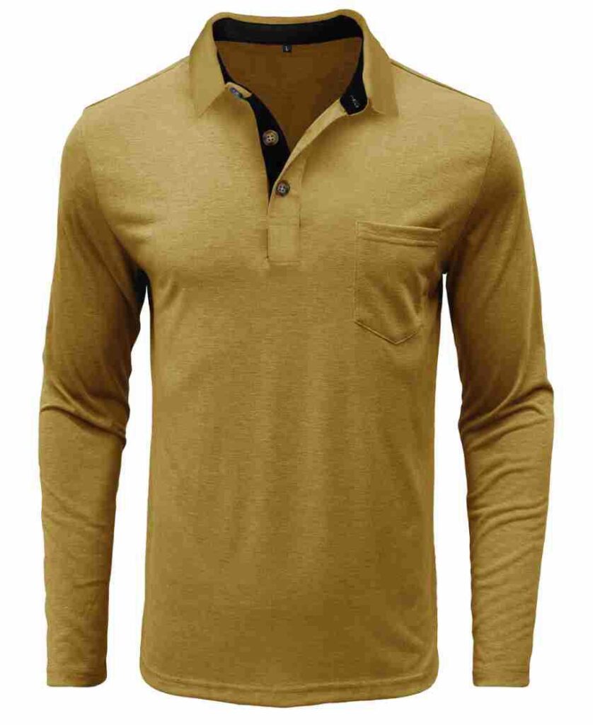 Mens Long-sleeve Lapel T-shirt Winter Base Layer Top