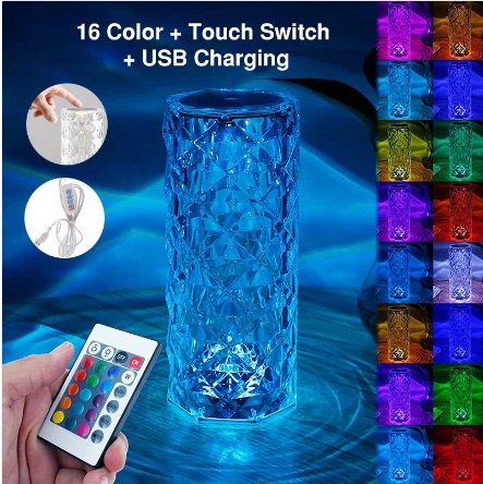Creative Crystal Diamond Table Lamp Rechargeable Acrylic Bedroom Bedside - Image 8