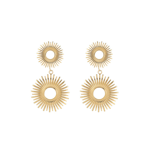 1 Pair 18K Gold Plated Hollow Flower Earrings For Women, European & American Style, Geometric Hollow Design, All-Match Temperament Jewelry - Image 2